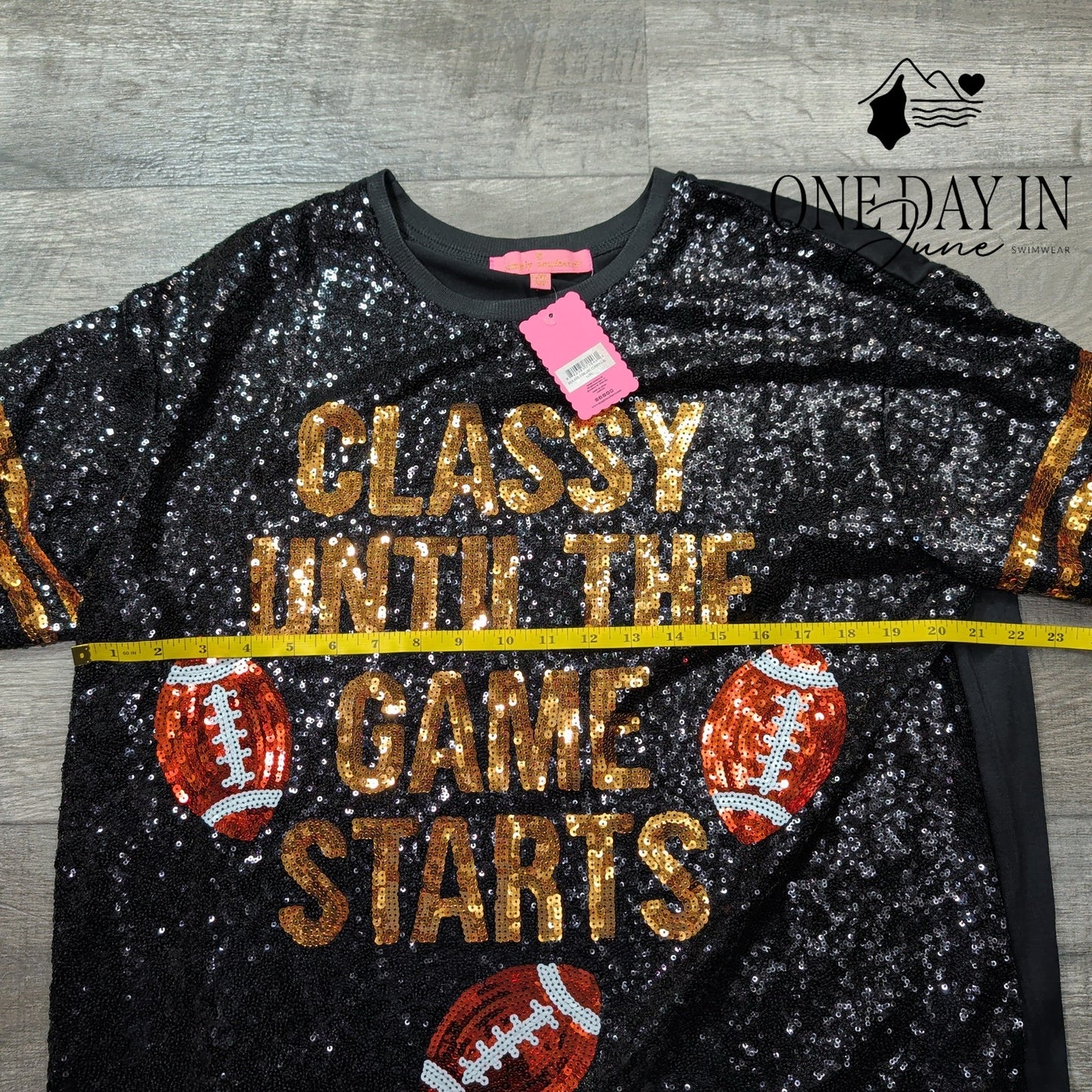 Simply Southern Sequin Football T Shirt Dress Classy Game Starts NWT Size XL
