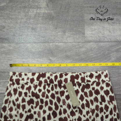 J.Crew Animal Print Pencil Skirt Burgundy Ivory NWT Size 4