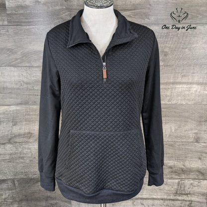 BTFBM Quilted Pattern Lightweight Zipper Long Sleeve Casual Sweatshirt Size M