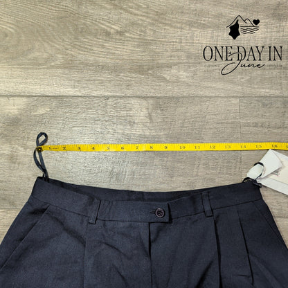 Evan Picone Womens High Rise Pleated Wool Dress Pants Navy NWT Size 12
