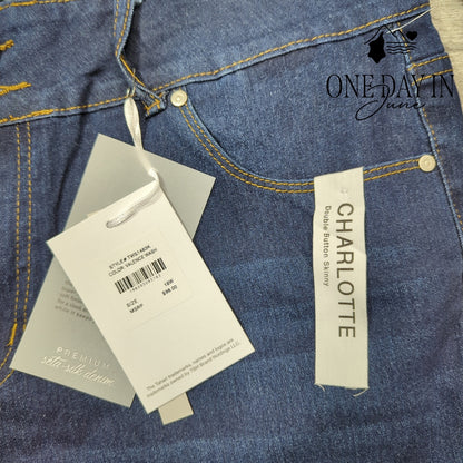 Tahari Plus Size Charlotte Double Button Skinny Jeans Size 18W