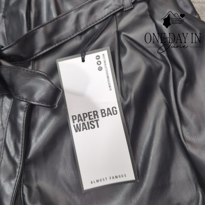 Almost Famous Paper Bag Waist Faux Leather Pants Size XL