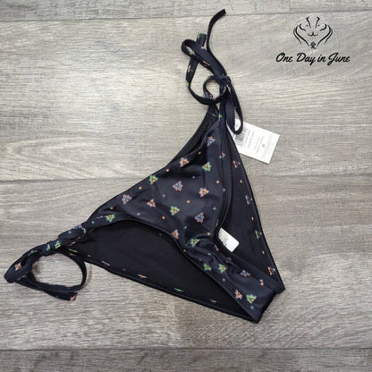 RVCA Foulard French Tie Side Bikini Bottom Black Print High Cut NWT Size M