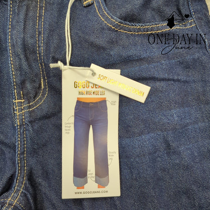 Gogo Jeans Jeans High Rise Wide Leg Jeans Juniors Dark Wash Cuffed NWT Size 9