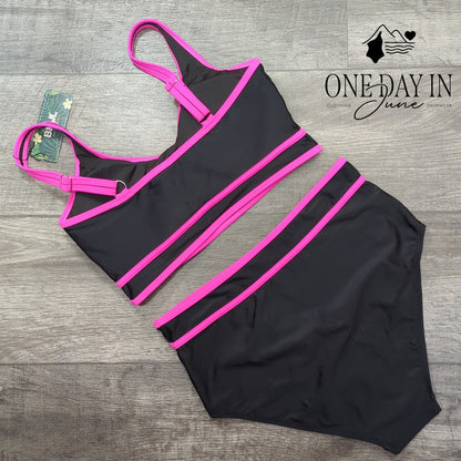 Blooming Jelly High Waist Crop Bikini Swimsuit Size M