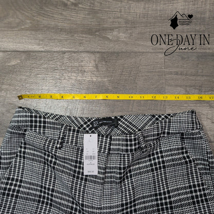 New York & Company Plaid Straight Leg Dress Pants Black White NWT Size 8