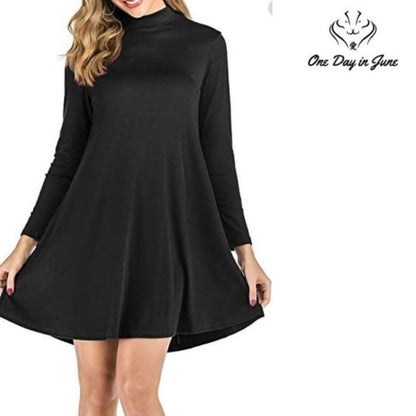 Mermaid's Closet High Neck Long Sleeve Swing T-Shirt Dress Size M