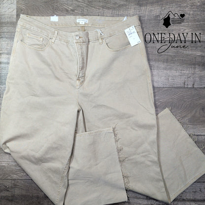 Good American Good Skate Crop Wide Leg Jeans Dune Beige NWT Size 22