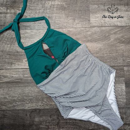 Shekini V Neck One Piece Swimsuit Size S