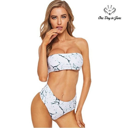 SweatyRocks Sexy High Waist Wrap Bandeau Bikini Size S
