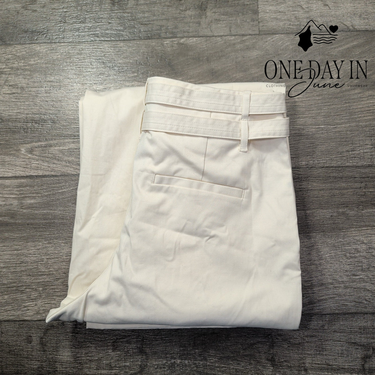 Loft High Waist Wide Leg Belted Pants Ivory White NWT Size 4
