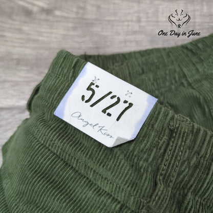 Angel Kiss Cargo Corduroy Pants Juniors Green Comfort Waist Y2K NWT Size 5
