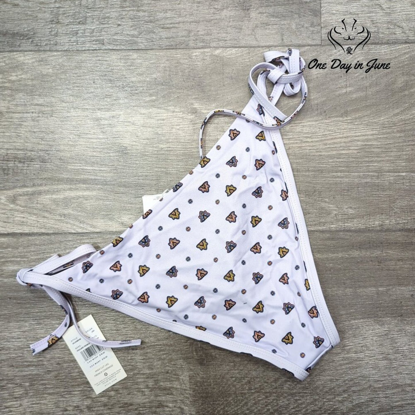RVCA Foulard French Bikini Bottom Lavender Tie Side High Cut NWT Size XL