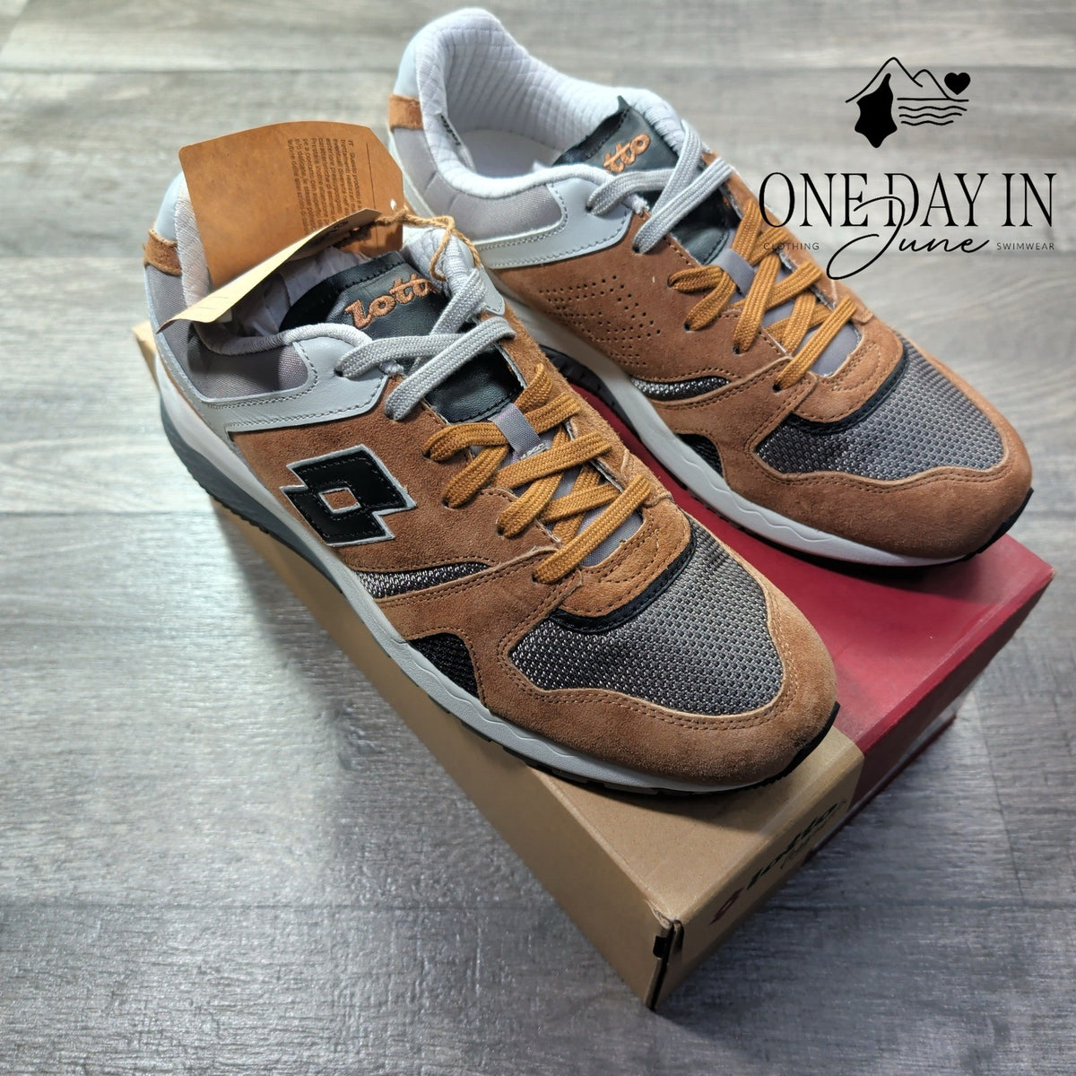 Lotto Leggenda Marathon T7388 Suede Mesh Sneakers Brown Gray NWT Men's Size 9