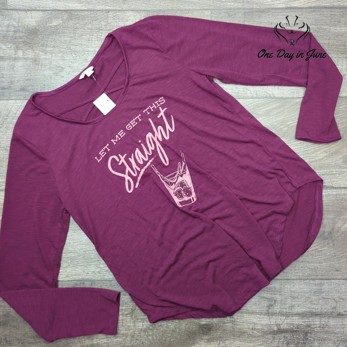 Cato Let Me Get This Straight Graphic Long Sleeve Tee Purple NWT Size M