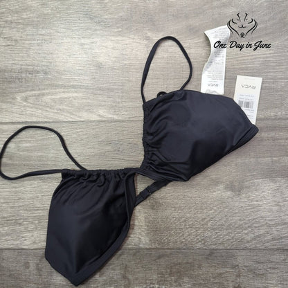 RVCA Solid Trilette Bikini Top Black Multiway Straps NWT $48 Size Size XL