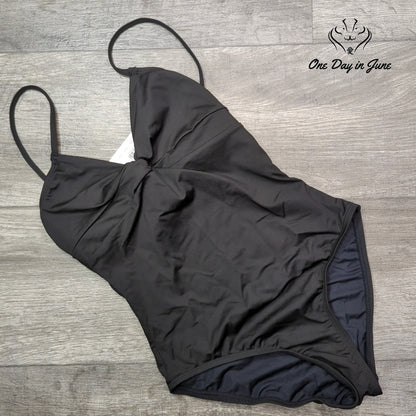 J. Crew Cross Front Twist One Piece Swimsuit Black NWT B8080 Size 00