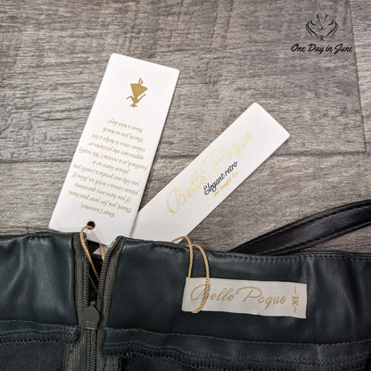 Belle Poque Belted Faux Leather Midi Skirt Size XL