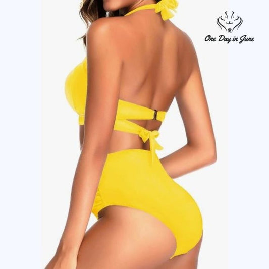 Tempt Me Vintage Cross Front Push Up Bikini Swimsuit Size M