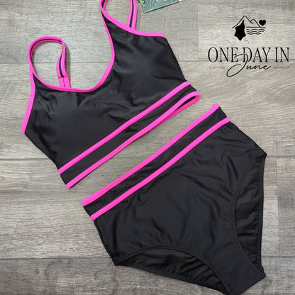 Blooming Jelly High Waist Crop Bikini Swimsuit Size M