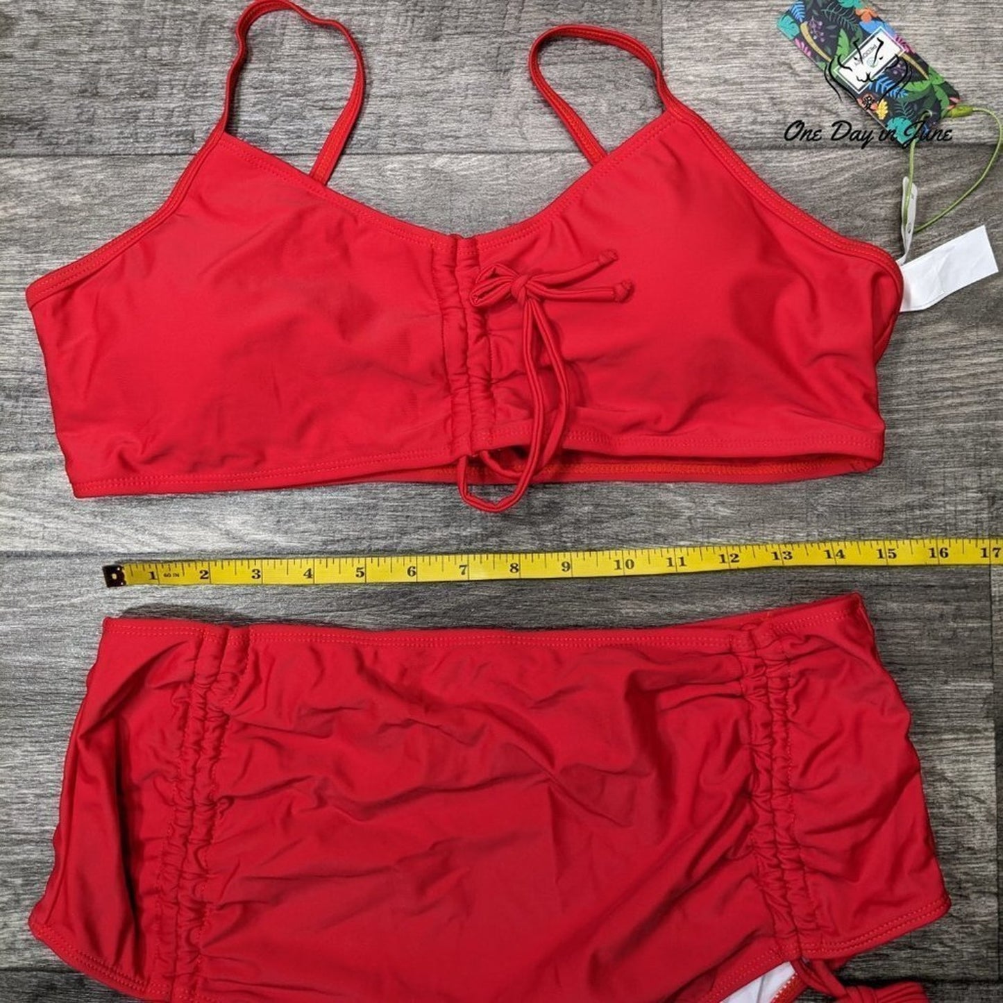 Peddney Ruched Front High Waist Bikini Swimsuit Size XL
