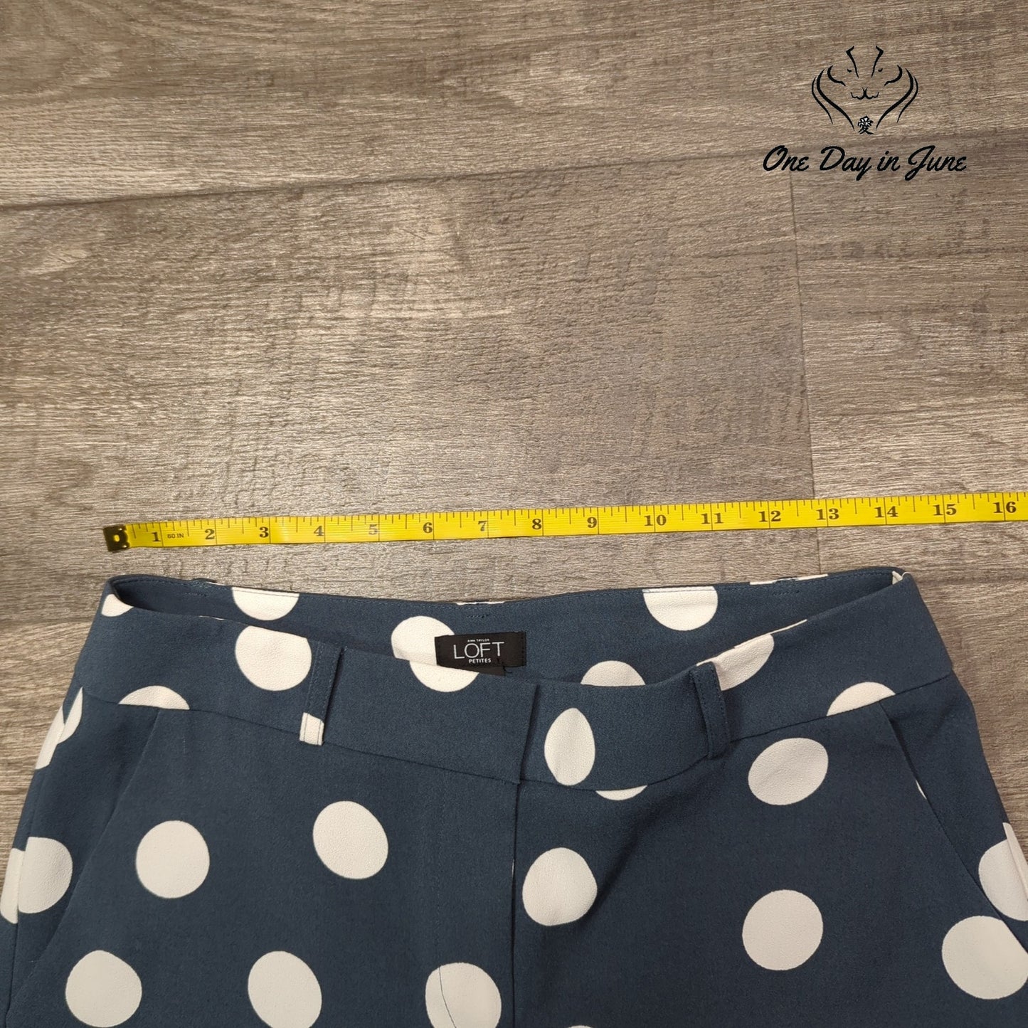 Loft Petite Marisa Skinny Crop Pants Navy White Polka Dot Size 4P