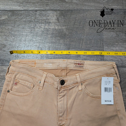 AG Adriano Goldschmied The Prima Mid Rise Cigarette Jeans Beige NWT Size 4 (27)