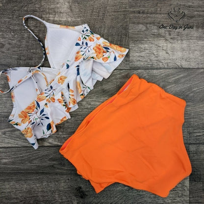 Moshengqi Flounce High Waist Bikini Swimsuit Size S