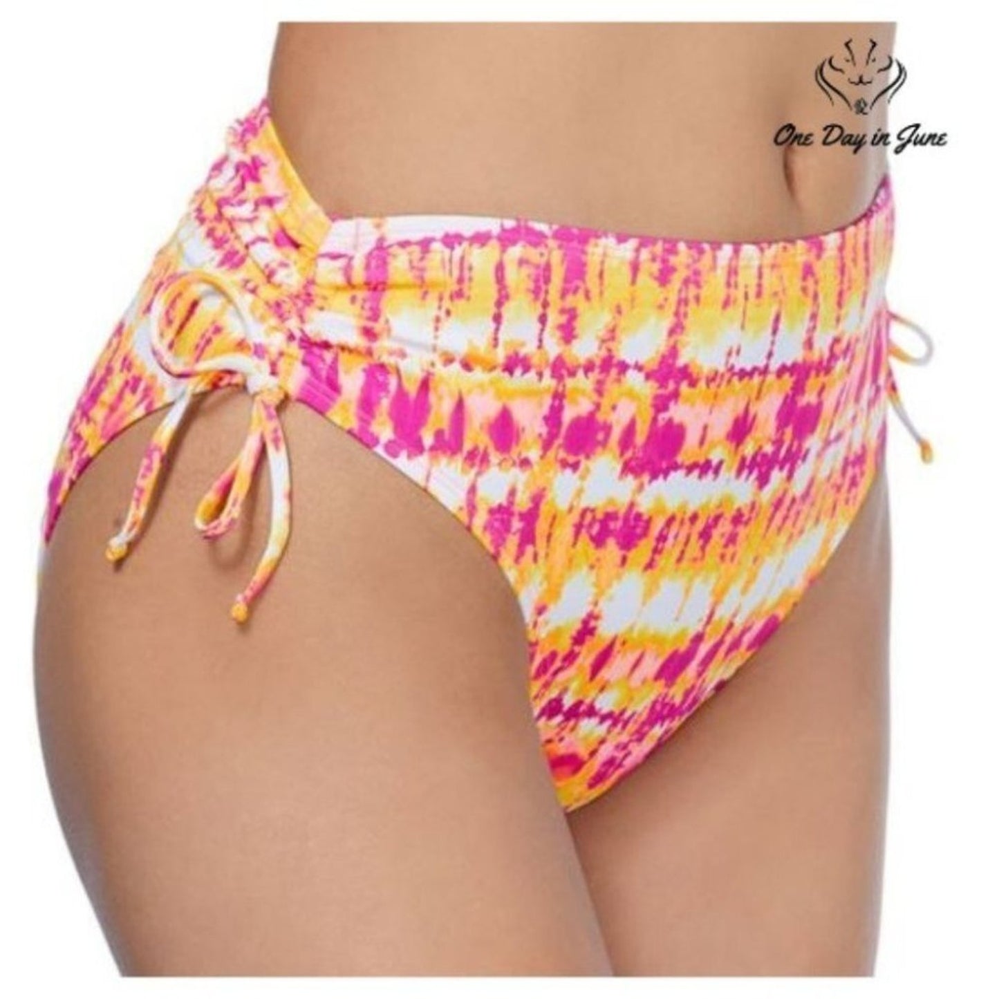 Ambrielle Tie Dye High Waist Bikini Bottom Size L