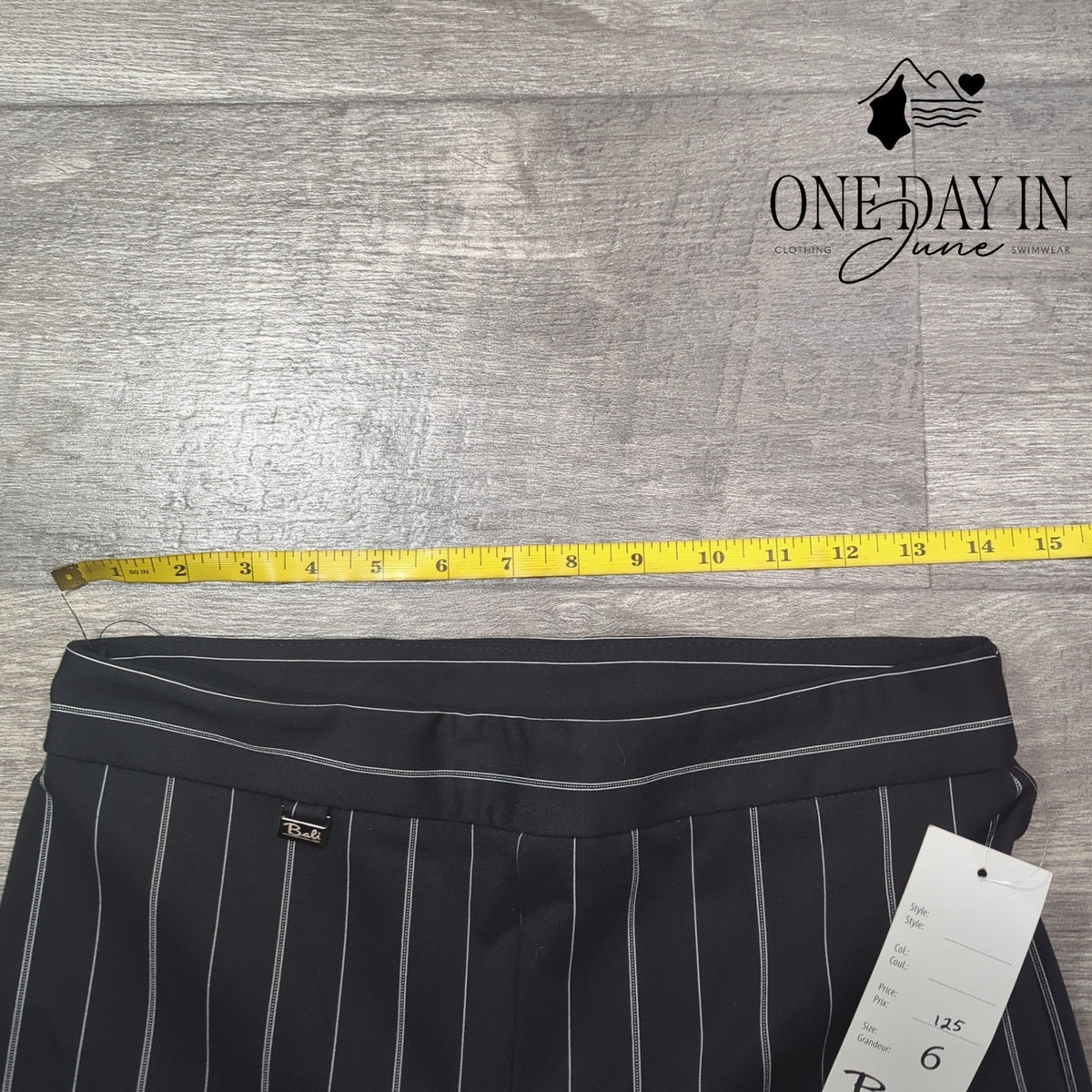 Bali Corp Pinstripe Straight Leg Dress Pants Black White NWT Size 6