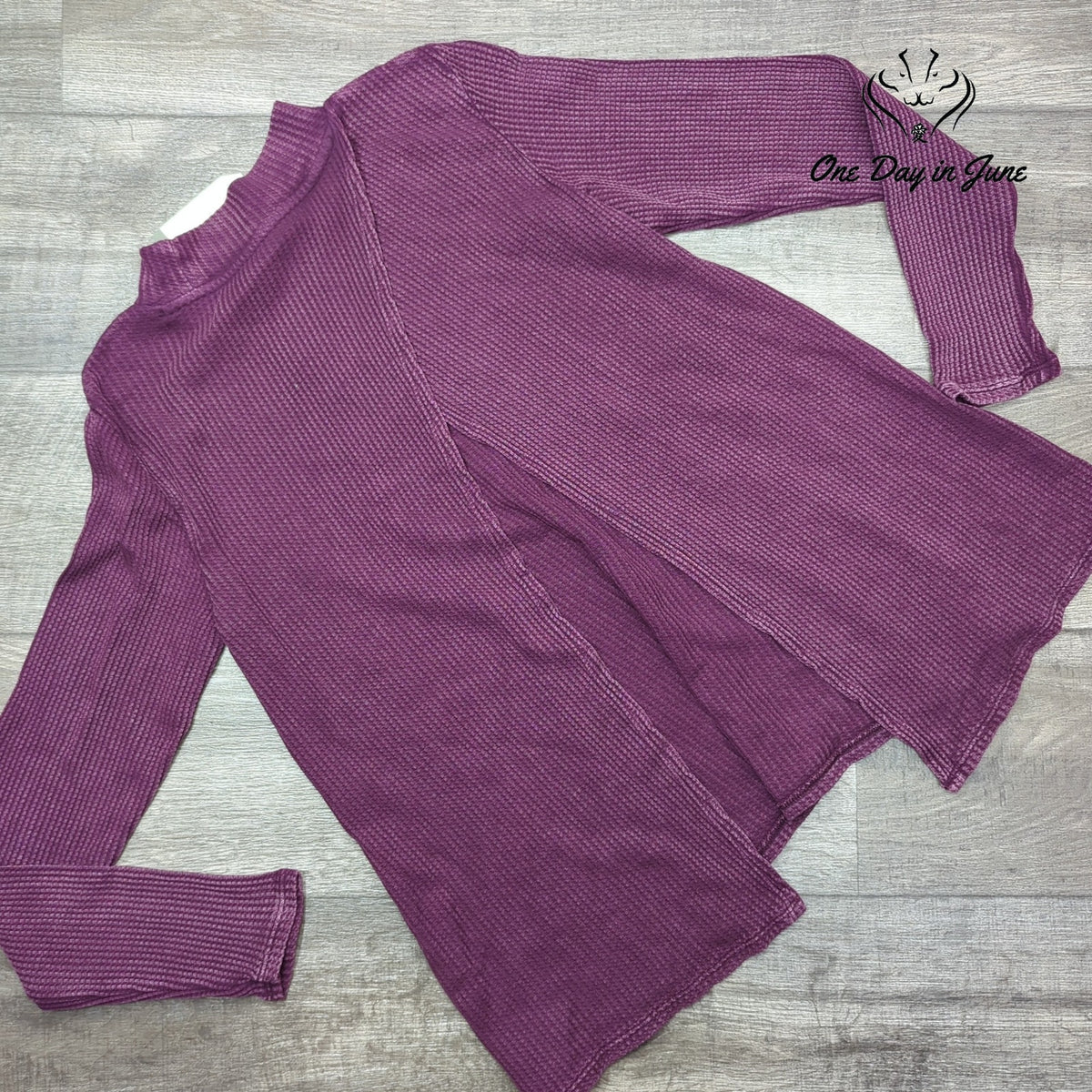 Wonderly Waffle Knit Long Sleeve Mock Neck Top Bordeaux Purple NWT Size L