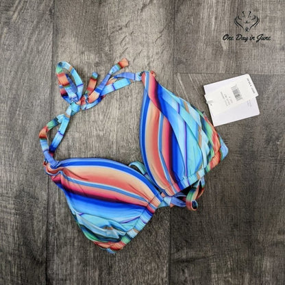 La Blanca Sunset Stripe Halter Bra Swim Top Size 4