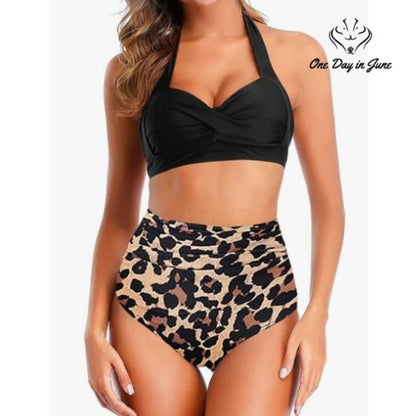 Jodimitty Cross Front Halter High Waist Bikini Size XXL