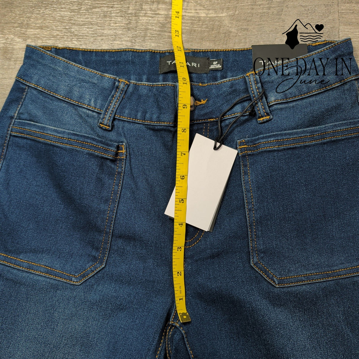 Tahari Petite Natalie Mid Rise Miniboot Jeans Blue Seta Silk NWT Size 6P
