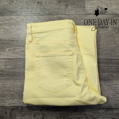 AG Adriano Goldschmied The Etta Wide Leg Crop Jeans Yellow NWT Size 4 (27)