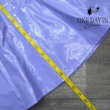 Chaotic Candy Lavender PVC Vinyl Flare Skirt Black Harness Straps Size L