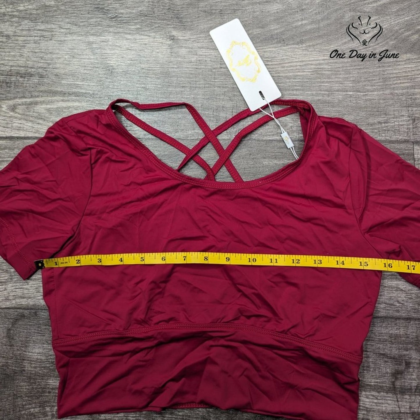 Zexxy Short Sleeve Criss Cross Back Yoga Top Size M