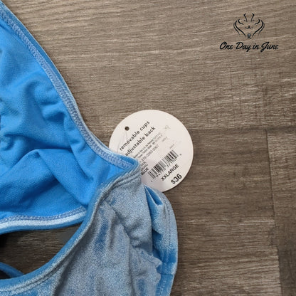 Decree Crop Velour Bikini Top Size XXL