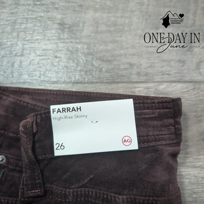 AG Adriano Goldschmied Farrah High Rise Skinny Jeans Burgundy NWT Size 2 (26)