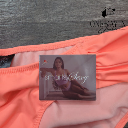 Smart & Sexy Side Ruched Moderate Bikini Bottom Coral Peach NWT Size M