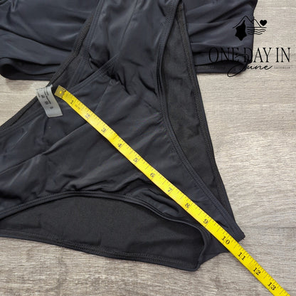 Adisputent Cross Front High Waisted Bikini Swimsuit Black Size S