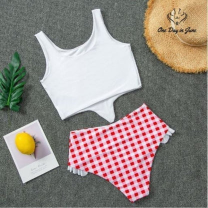 ODIJ Padded Front Knot Lattice Bikini Size M