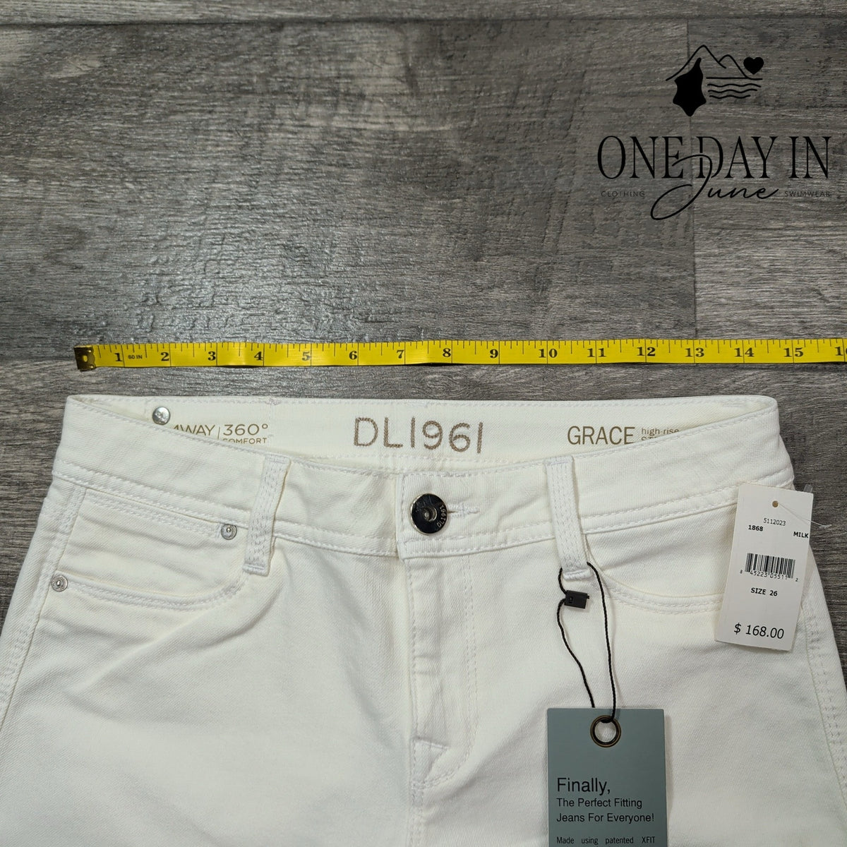DL1961 Grace High Rise Straight Jeans Milk White 4-Way Stretch NWT Size 2 (26)
