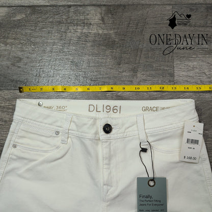 DL1961 Grace High Rise Straight Jeans Milk White 4-Way Stretch NWT Size 2 (26)
