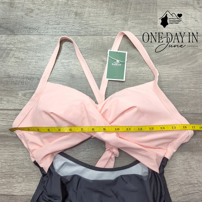 Eomenie Cross Front Cut Out One Piece Swimsuit Size L