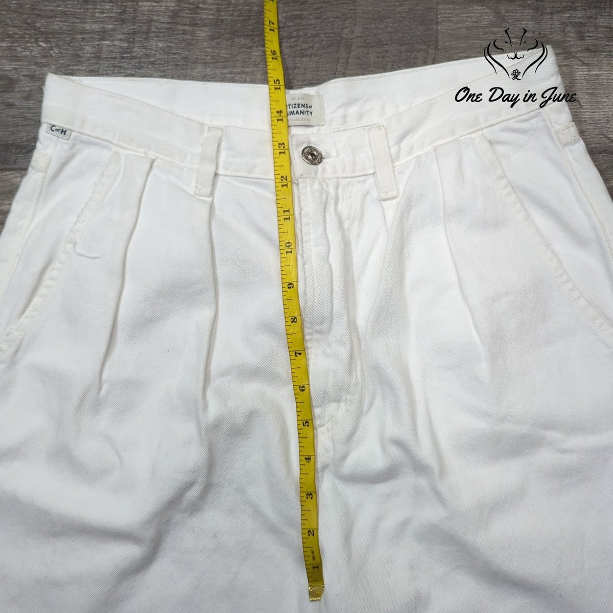 Citizens of Humanity High Rise Pleated Wide Leg Jeans White Size 28