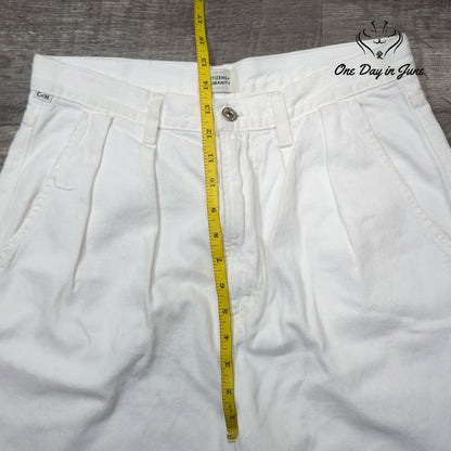 Citizens of Humanity High Rise Pleated Wide Leg Jeans White Size 28