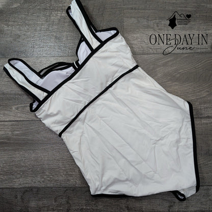 Flaxmaker Bow Front One Piece Swimsuit Size L