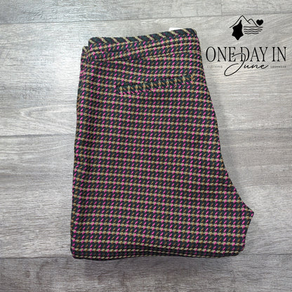Tanya Taylor Ryan Pants Houndstooth Pink Green Zip Pockets NWT Size 4
