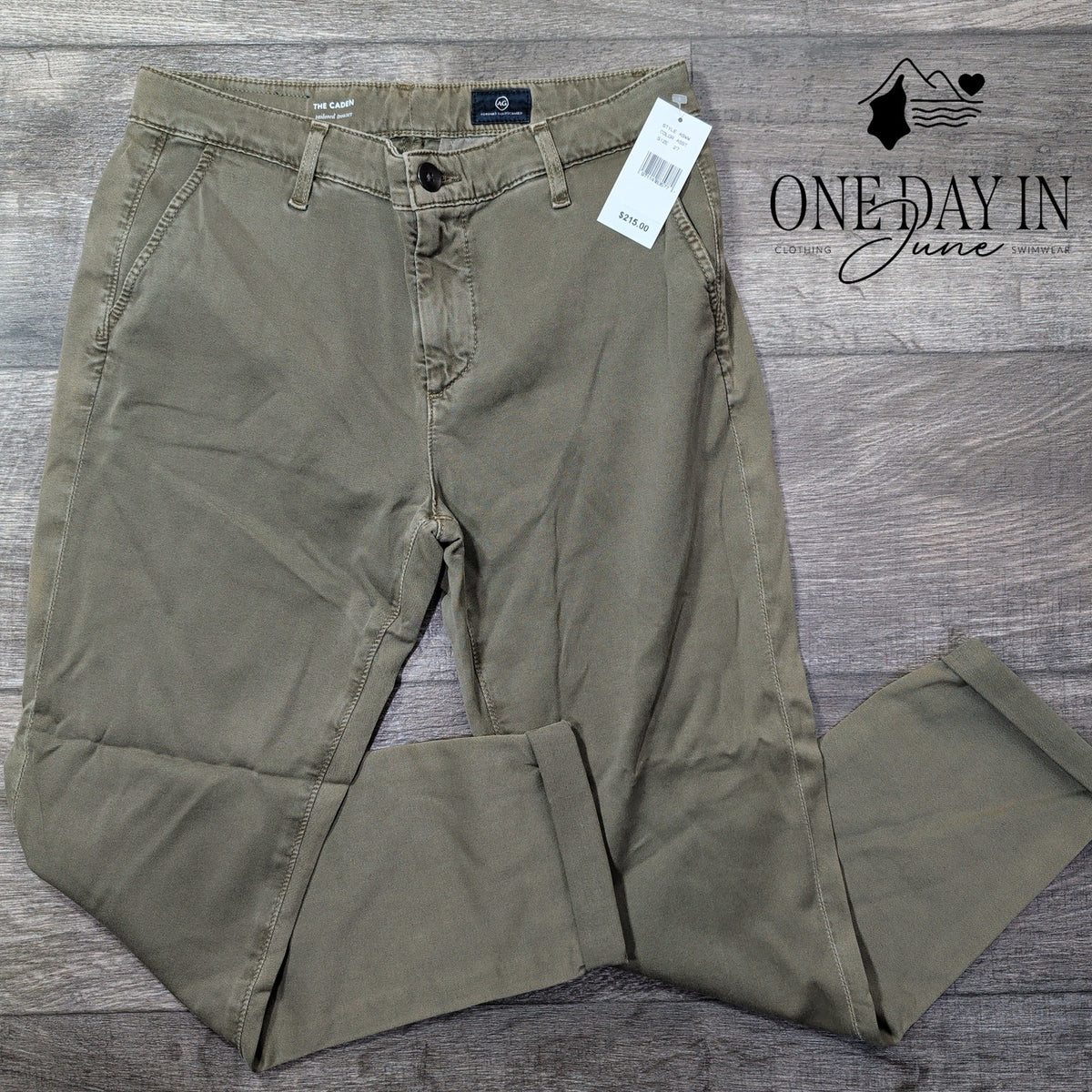AG Adriano Goldschmied The Caden Tailored Trouser Pants Olive Green NWT Size 4